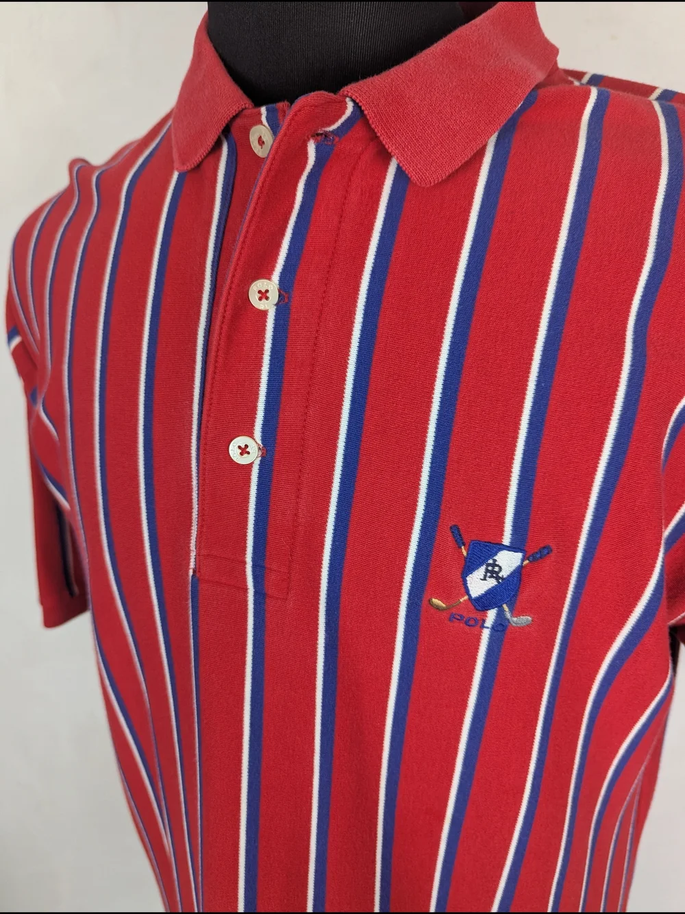 Vintage Polo by Ralph Lauren Red Polo with Blue & White Stripes